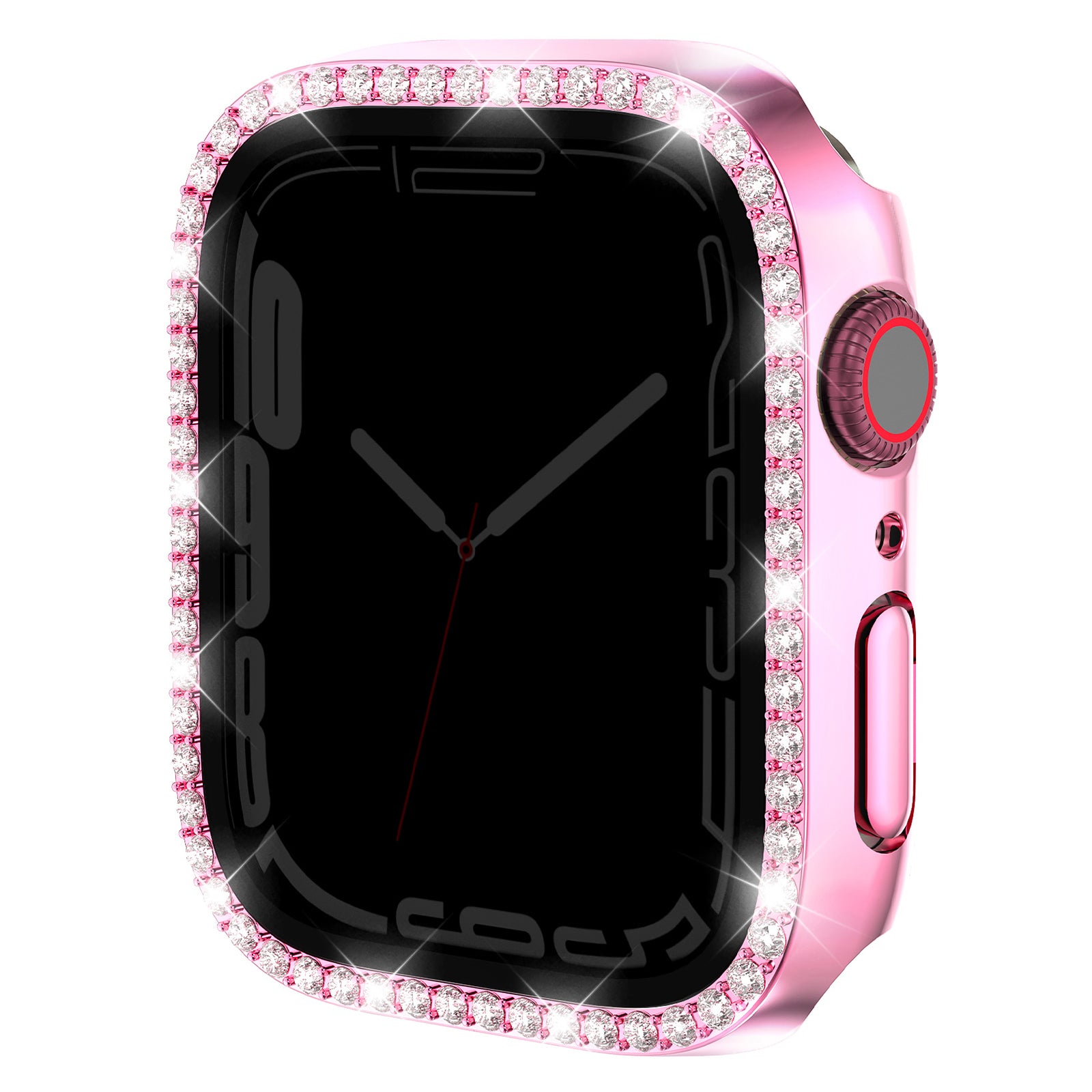 For Apple Watch Series 9 / 8 / 7 45mm Watch Case Rhinestone PC Frame with Anti-spy Tempered Glass Screen Film - Clear For Apple Watch Series 9 / 8 / 7 45mm Watch Case Rhinestone PC Frame with Anti-spy Tempered Glass Screen Film - Clear